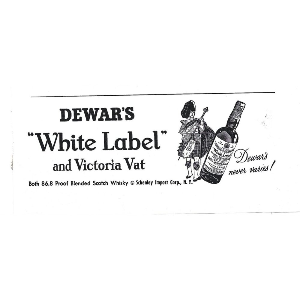 Dewar White Label Victoria Vat Scotch Whisky 1950s Vintage Print Ad